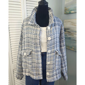 Jade & Ivory Tweed Jacket Size XL Blue White